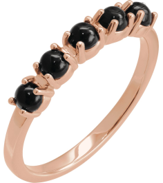 72176 Ring Set 14K Rose Natural Black Onyx Round 3 Mm Polished Natural Onyx Cabochon Stackable Ring