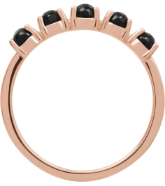 72176 Ring Set 14K Rose Natural Black Onyx Round 3 Mm Polished Natural Onyx Cabochon Stackable Ring