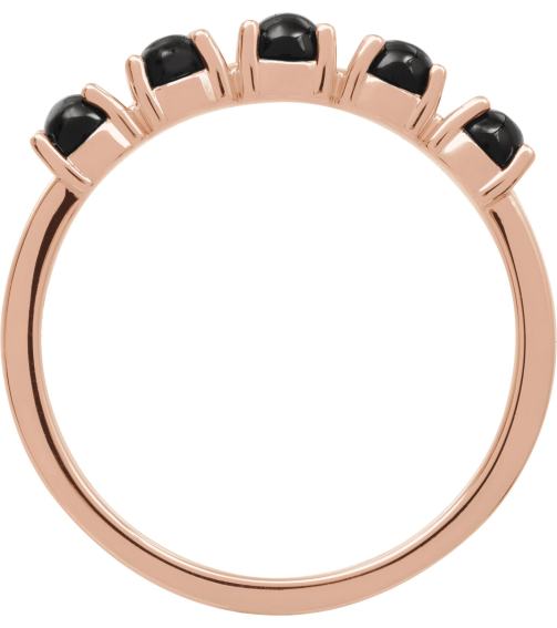 72176 Ring Set 14K Rose Natural Black Onyx Round 3 Mm Polished Natural Onyx Cabochon Stackable Ring