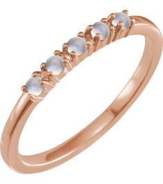 72176 Ring Set 14K Rose Natural Rainbow Moonstone Round 3 Mm Polished Natural Rainbow Moonstone Cabochon Stackable Ring
