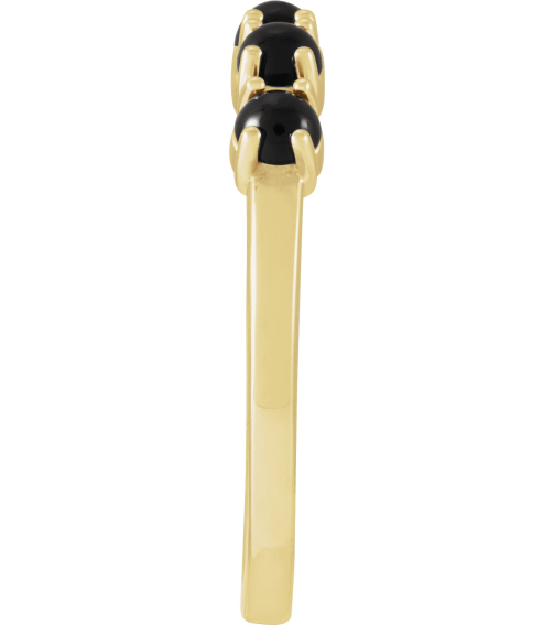 72176 Ring Set 14K Yellow Natural Black Onyx Round 3 Mm Polished Natural Onyx Cabochon Stackable Ring