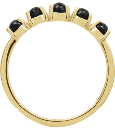 72176 Ring Set 14K Yellow Natural Black Onyx Round 3 Mm Polished Natural Onyx Cabochon Stackable Ring