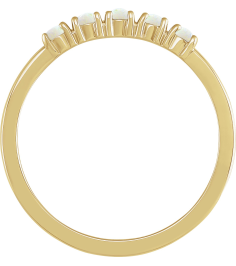 72176 Ring Set 14K Yellow Natural White Opal Round 3 Mm Polished Natural White Opal Cabochon Stackable Ring