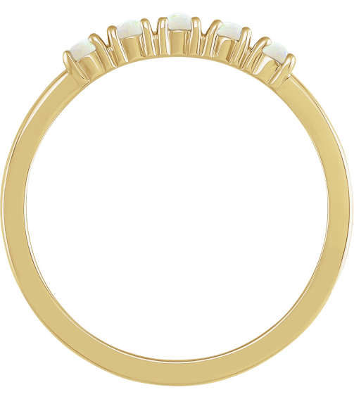 72176 Ring Set 14K Yellow Natural White Opal Round 3 Mm Polished Natural White Opal Cabochon Stackable Ring