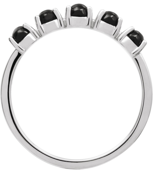 72176 Ring Set Sterling Silver Natural Black Onyx Round 3 Mm Polished Natural Onyx Cabochon Stackable Ring