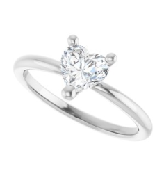 72309 Ring Set 14K White Natural White Sapphire Heart 6 X 6 Mm Polished Natural White Sapphire Solitaire Ring