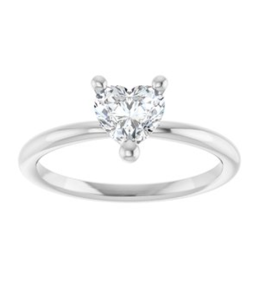 72309 Ring Set 14K White Natural White Sapphire Heart 6 X 6 Mm Polished Natural White Sapphire Solitaire Ring