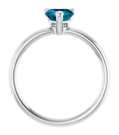 72309 Ring Set 14K White Natural London Blue Topaz Heart 6 X 6 Mm Polished Natural London Blue Topaz Solitaire Ring