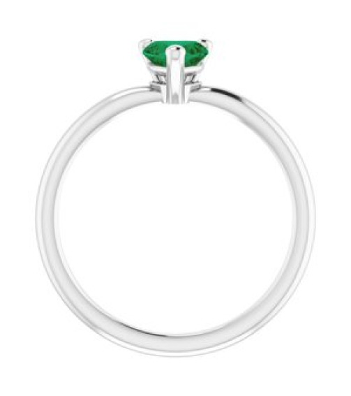 72309 Ring Set 14K White Lab-Grown Emerald Heart 5 X 5 Mm Polished Lab-Grown Emerald Solitaire Ring