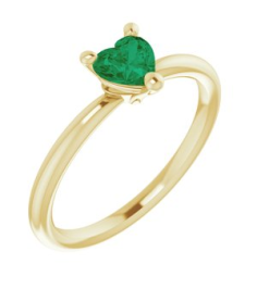 72309 Ring Set 14K Yellow Lab-Grown Emerald Heart 5 X 5 Mm Polished Lab-Grown Emerald Solitaire Ring