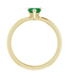 72309 Ring Set 14K Yellow Lab-Grown Emerald Heart 5 X 5 Mm Polished Lab-Grown Emerald Solitaire Ring