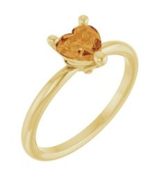 72309 Ring Set 14K Yellow Natural Citrine Heart 6 X 6 Mm Polished Natural Citrine Solitaire Ring