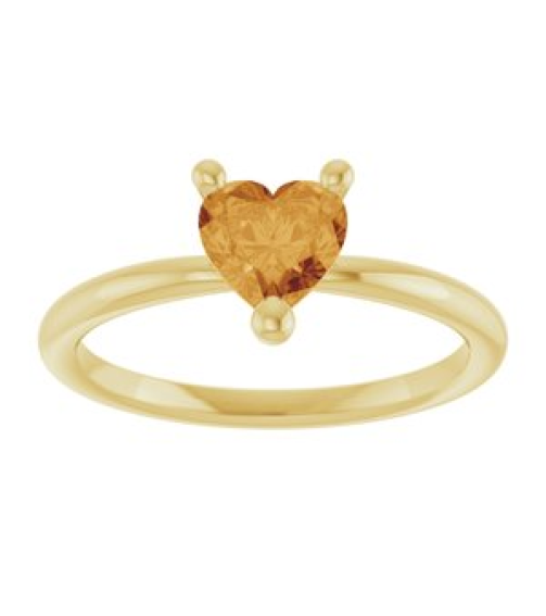 72309 Ring Set 14K Yellow Natural Citrine Heart 6 X 6 Mm Polished Natural Citrine Solitaire Ring