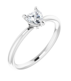 72309 Ring Set Sterling Silver Natural White Sapphire Heart 5 X 5 Mm Polished Natural White Sapphire Solitaire Ring