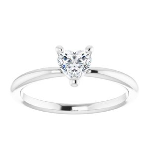 72309 Ring Set Sterling Silver Natural White Sapphire Heart 5 X 5 Mm Polished Natural White Sapphire Solitaire Ring
