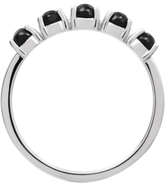 72176 Ring Set Platinum Natural Black Onyx Round 3 Mm Polished Natural Onyx Cabochon Stackable Ring