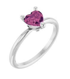 72309 Ring Set 14K White Natural Pink Tourmaline Heart 6 X 6 Mm Polished Natural Pink Tourmaline Solitaire Ring
