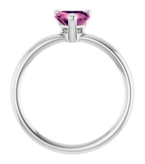 72309 Ring Set 14K White Natural Pink Tourmaline Heart 6 X 6 Mm Polished Natural Pink Tourmaline Solitaire Ring
