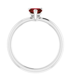 72309 Ring Set Sterling Silver Natural Mozambique Garnet Heart 5 X 5 Mm Polished Natural Mozambique Garnet Solitaire Ring