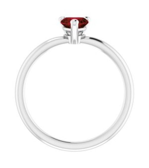 72309 Ring Set Sterling Silver Natural Mozambique Garnet Heart 5 X 5 Mm Polished Natural Mozambique Garnet Solitaire Ring