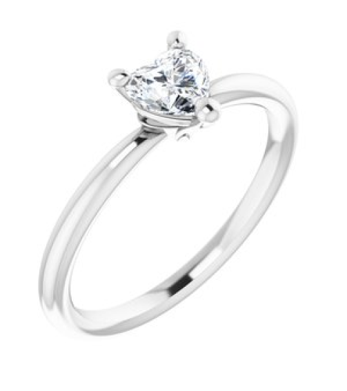 72309 Ring Set 14K White Natural White Sapphire Heart 5 X 5 Mm Polished Natural White Sapphire Solitaire Ring