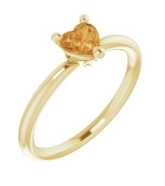 72309 Ring Set 14K Yellow Natural Citrine Heart 5 X 5 Mm Polished Natural Citrine Solitaire Ring