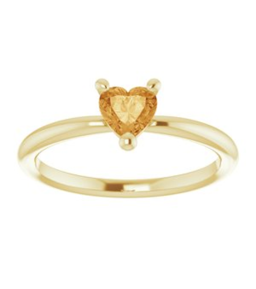 72309 Ring Set 14K Yellow Natural Citrine Heart 5 X 5 Mm Polished Natural Citrine Solitaire Ring