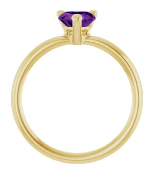 72309 Ring Set 14K Yellow Natural Amethyst Heart 6 X 6 Mm Polished Natural Amethyst Solitaire Ring