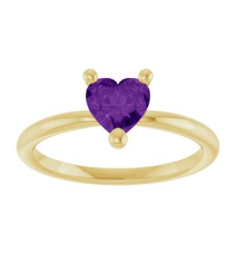 72309 Ring Set 14K Yellow Natural Amethyst Heart 6 X 6 Mm Polished Natural Amethyst Solitaire Ring