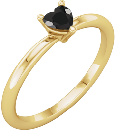 72309 Ring Set 14K Yellow Natural Black Onyx Heart 5 X 5 Mm Polished Natural Onyx Solitaire Ring