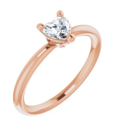 72309 Ring Set 14K Rose Natural White Sapphire Heart 5 X 5 Mm Polished Natural White Sapphire Solitaire Ring