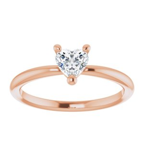 72309 Ring Set 14K Rose Natural White Sapphire Heart 5 X 5 Mm Polished Natural White Sapphire Solitaire Ring