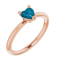 72309 Ring Set 14K Rose Natural London Blue Topaz Heart 5 X 5 Mm Polished Natural London Blue Topaz Solitaire Ring