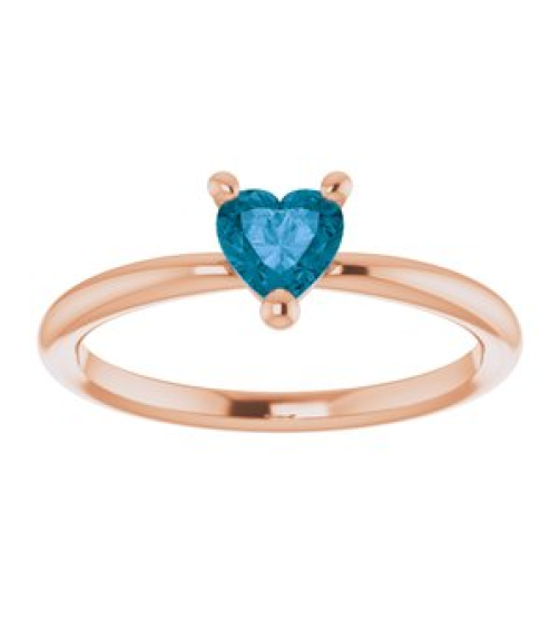 72309 Ring Set 14K Rose Natural London Blue Topaz Heart 5 X 5 Mm Polished Natural London Blue Topaz Solitaire Ring