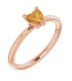 72309 Ring Set 14K Rose Natural Citrine Heart 5 X 5 Mm Polished Natural Citrine Solitaire Ring