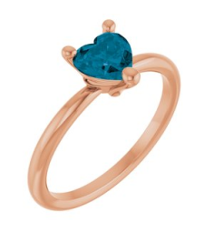 72309 Ring Set 14K Rose Natural London Blue Topaz Heart 6 X 6 Mm Polished Natural London Blue Topaz Solitaire Ring
