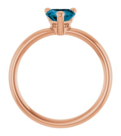 72309 Ring Set 14K Rose Natural London Blue Topaz Heart 6 X 6 Mm Polished Natural London Blue Topaz Solitaire Ring