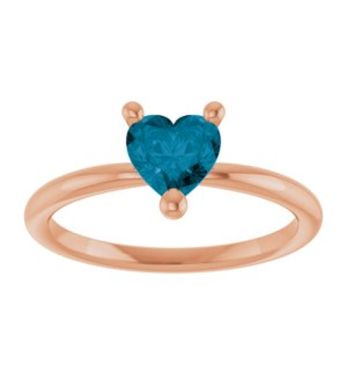 72309 Ring Set 14K Rose Natural London Blue Topaz Heart 6 X 6 Mm Polished Natural London Blue Topaz Solitaire Ring