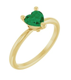 72309 Ring Set 14K Yellow Lab-Grown Emerald Heart 6 X 6 Mm Polished Lab-Grown Emerald Solitaire Ring
