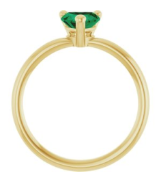 72309 Ring Set 14K Yellow Lab-Grown Emerald Heart 6 X 6 Mm Polished Lab-Grown Emerald Solitaire Ring