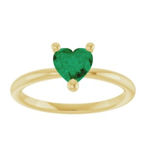 72309 Ring Set 14K Yellow Lab-Grown Emerald Heart 6 X 6 Mm Polished Lab-Grown Emerald Solitaire Ring