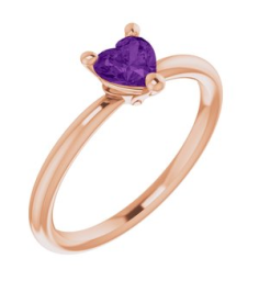 72309 Ring Set 14K Rose Natural Amethyst Heart 5 X 5 Mm Polished Natural Amethyst Solitaire Ring
