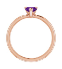 72309 Ring Set 14K Rose Natural Amethyst Heart 5 X 5 Mm Polished Natural Amethyst Solitaire Ring