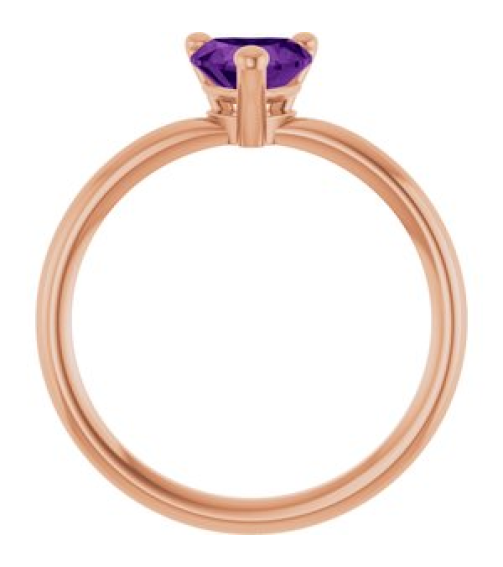 72309 Ring Set 14K Rose Natural Amethyst Heart 6 X 6 Mm Polished Natural Amethyst Solitaire Ring