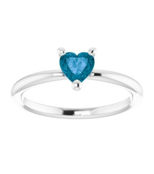 72309 Ring Set Platinum Natural London Blue Topaz Heart 5 X 5 Mm Polished Natural London Blue Topaz Solitaire Ring