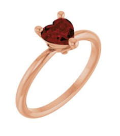 72309 Ring Set 14K Rose Natural Mozambique Garnet Heart 6 X 6 Mm Polished Natural Mozambique Garnet Solitaire Ring
