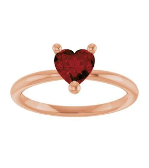 72309 Ring Set 14K Rose Natural Mozambique Garnet Heart 6 X 6 Mm Polished Natural Mozambique Garnet Solitaire Ring