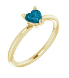 72309 Ring Set 14K Yellow Natural London Blue Topaz Heart 5 X 5 Mm Polished Natural London Blue Topaz Solitaire Ring