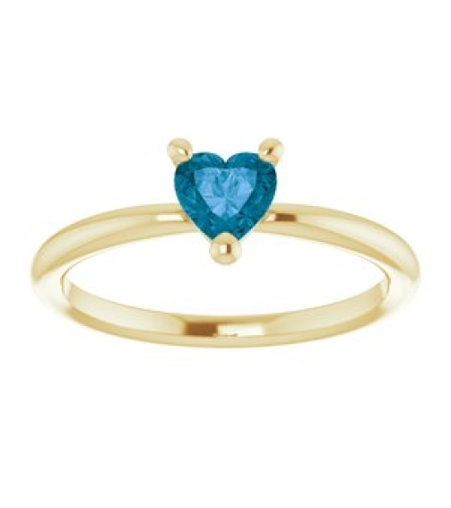 72309 Ring Set 14K Yellow Natural London Blue Topaz Heart 5 X 5 Mm Polished Natural London Blue Topaz Solitaire Ring