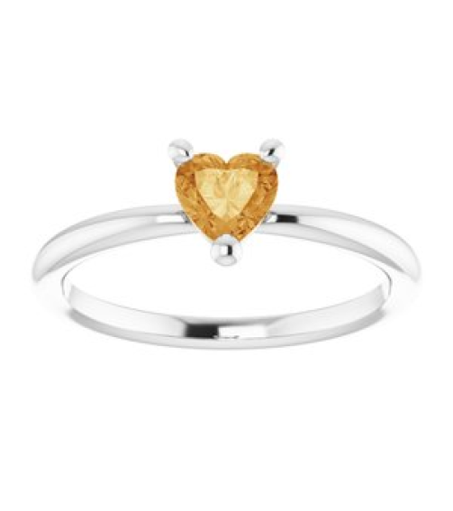 72309 Ring Set Sterling Silver Natural Citrine Heart 5 X 5 Mm Polished Natural Citrine Solitaire Ring